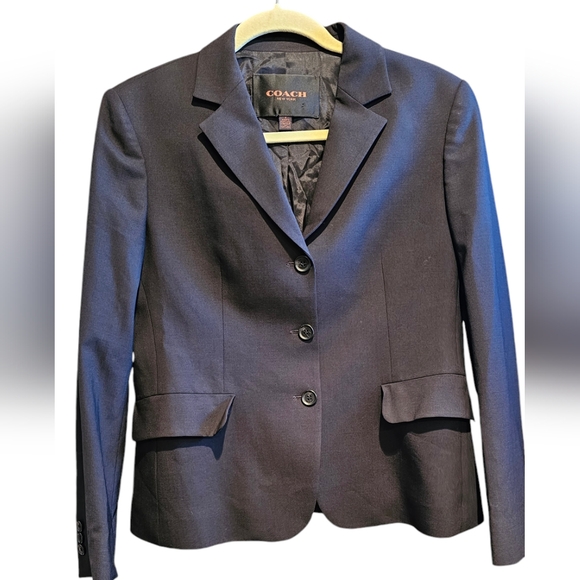 COACH Wool Three Button Blazer Size 8 - Picture 3 of 12